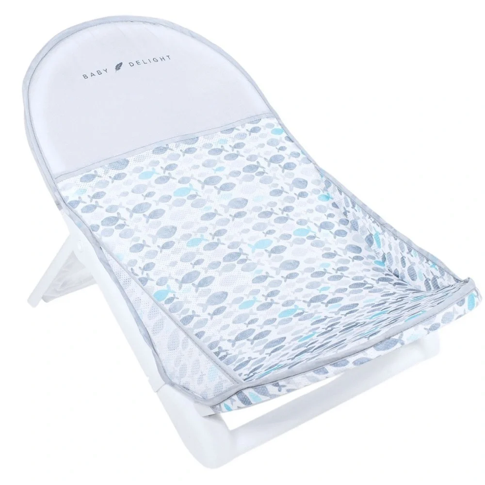 Baby Delight Cushy Nest Cirro Infant Mesh Bather- Grey Fish Infant Baby Bather